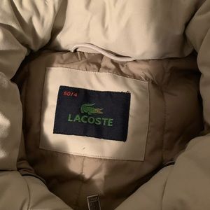 Lacoste winter Jacket. Cream color.  Very warm. Size 4